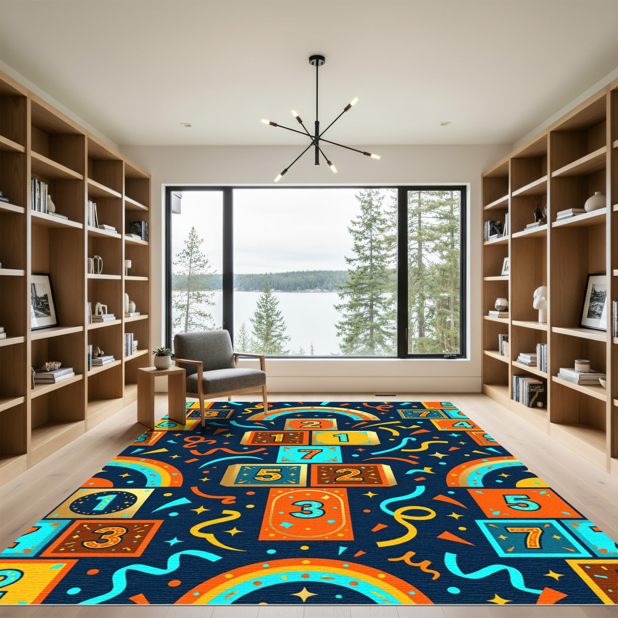 Playful Colorful Number Hopscotch Graphic Rug