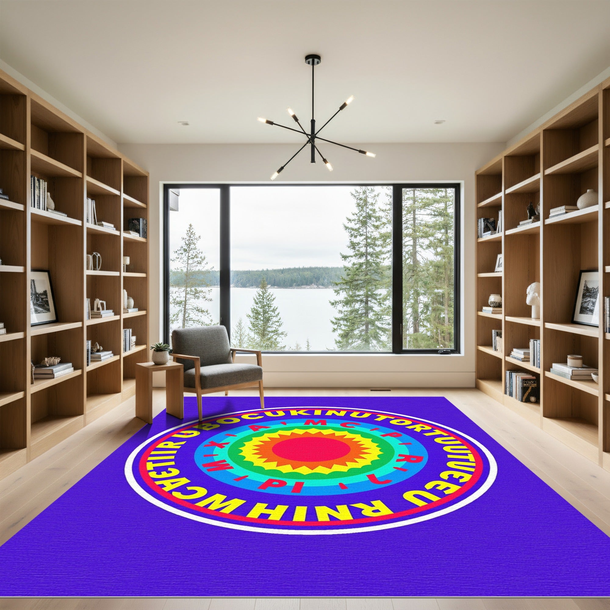 Radiant Rainbow Concentric Circles Rug
