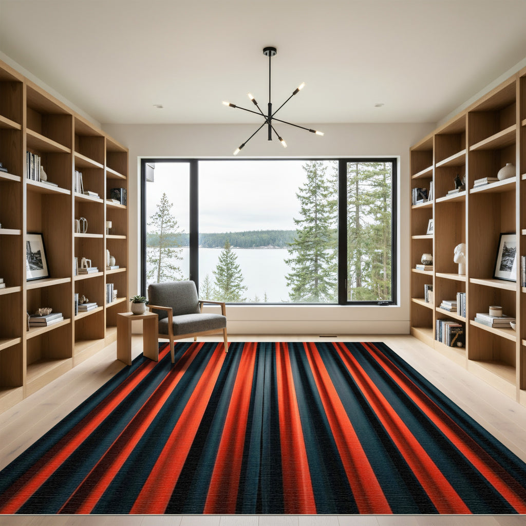 Crimson Teal Ombre Stripe Rug