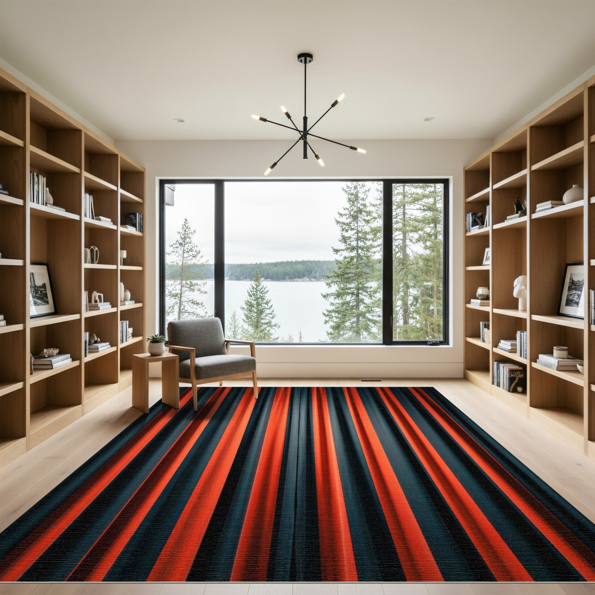 Crimson Teal Ombre Stripe Rug