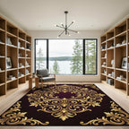 Regal Gold Floral Acanthus Swirls Rug