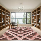 Blush Pink Intersecting Geometric Grid Rug
