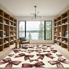 Whimsical Chocolate Bow Ribbon Illustration Rug