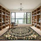 Cream Lace Floral Ribbon Frame Rug