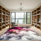 Vibrant Pink Cloud Swirl Abstract Rug