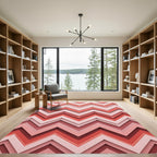 Modern Coral Chevron Layered Ripples Rug