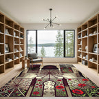 Crimson Red Spiderweb Floral Arch Rug