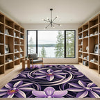 Orchid Swirl Purple Floral Repeat Rug