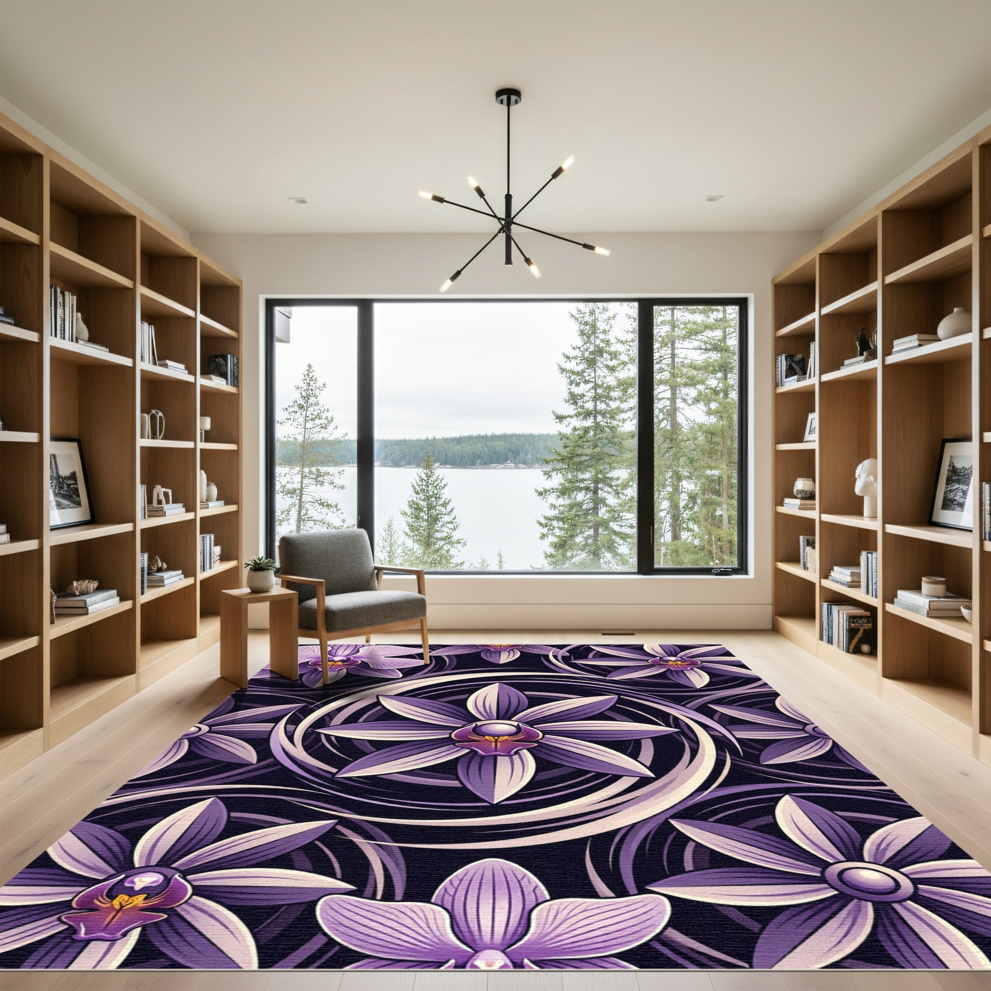 Orchid Swirl Purple Floral Repeat Rug