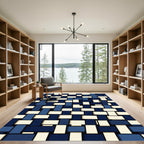 Cobalt Cream Rectangular Weave Rug