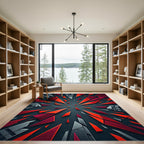Abstract Red Geometric Explosion Rug