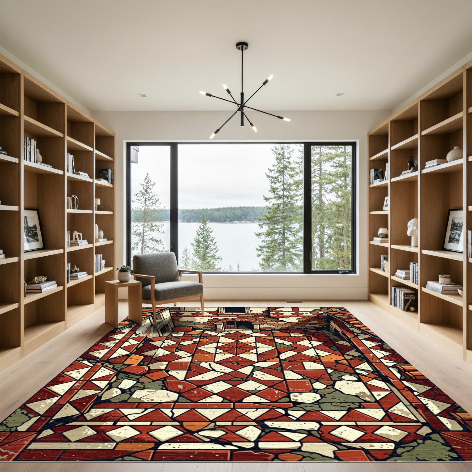 Terracotta Ancient Tiled Courtyard Rug