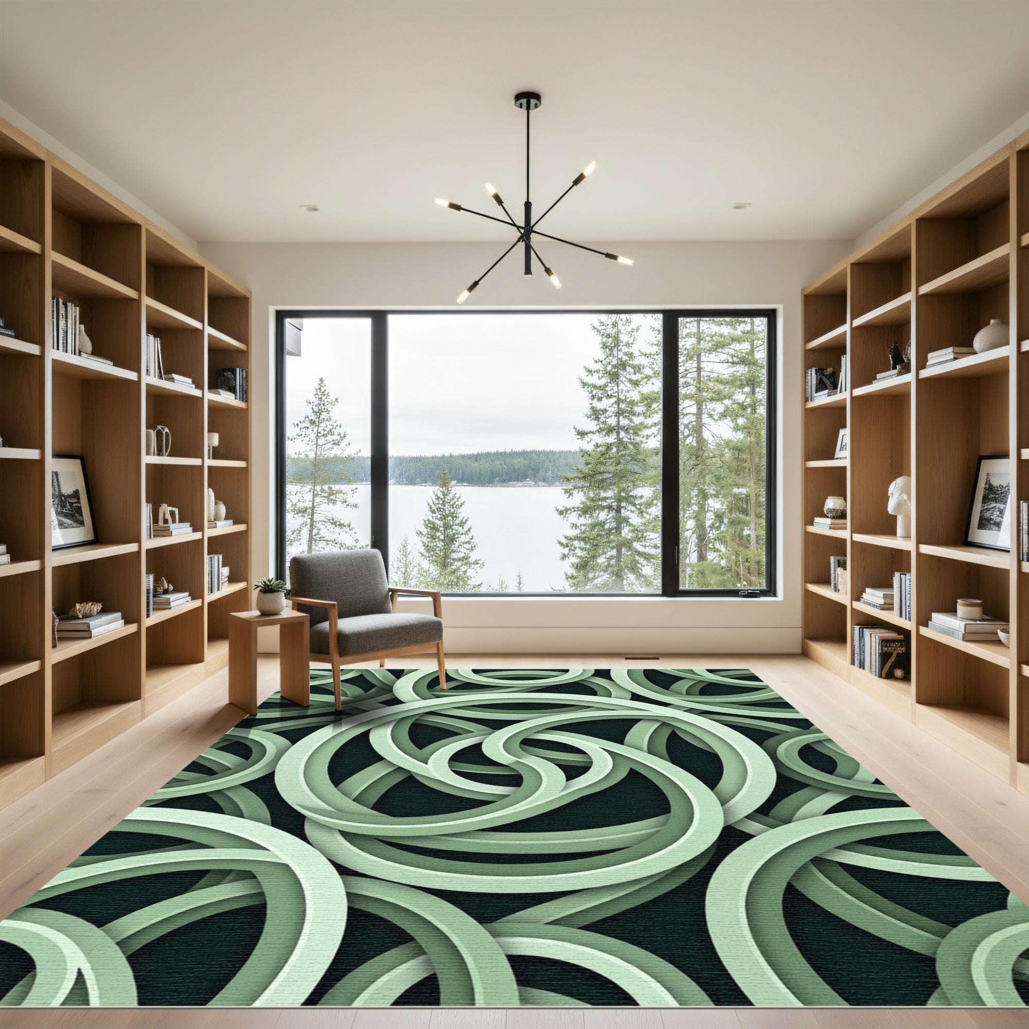 Pale Green Interlocking Rings Rug