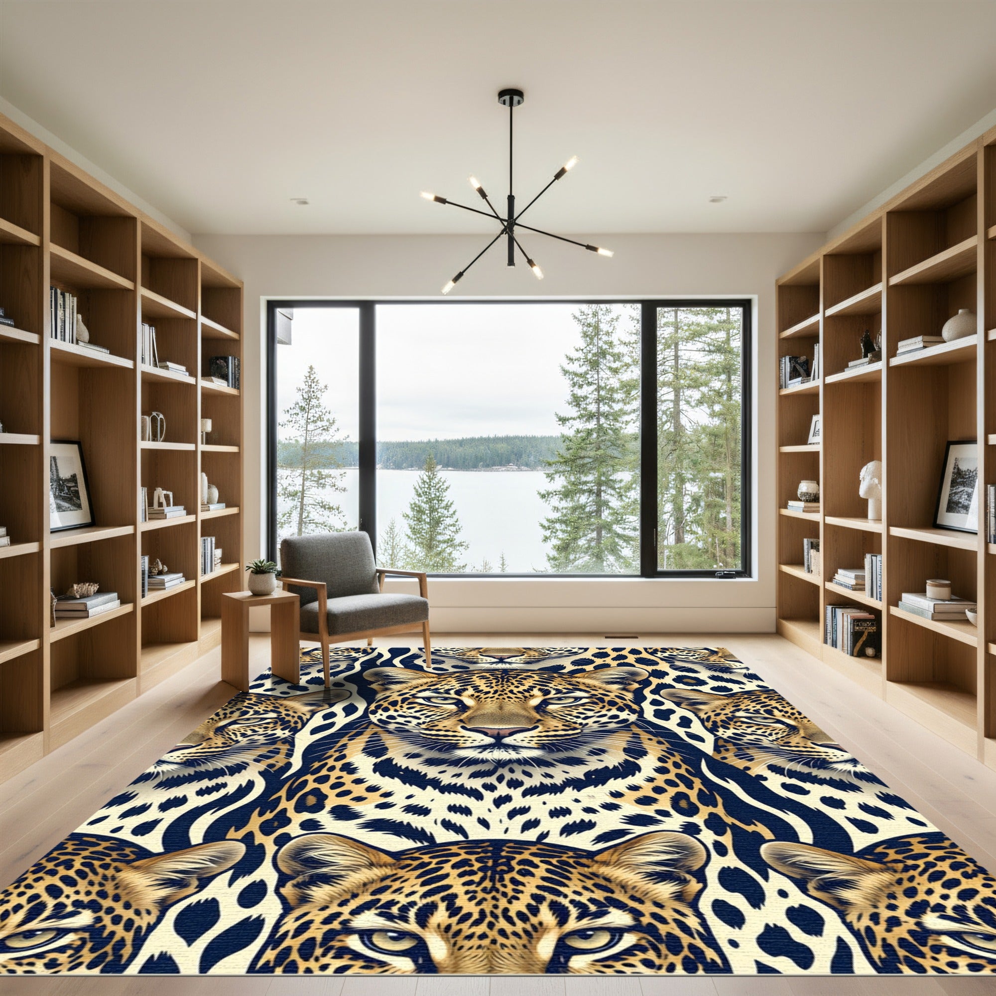 Bold Leopard Spots Wildlife Collage Rug