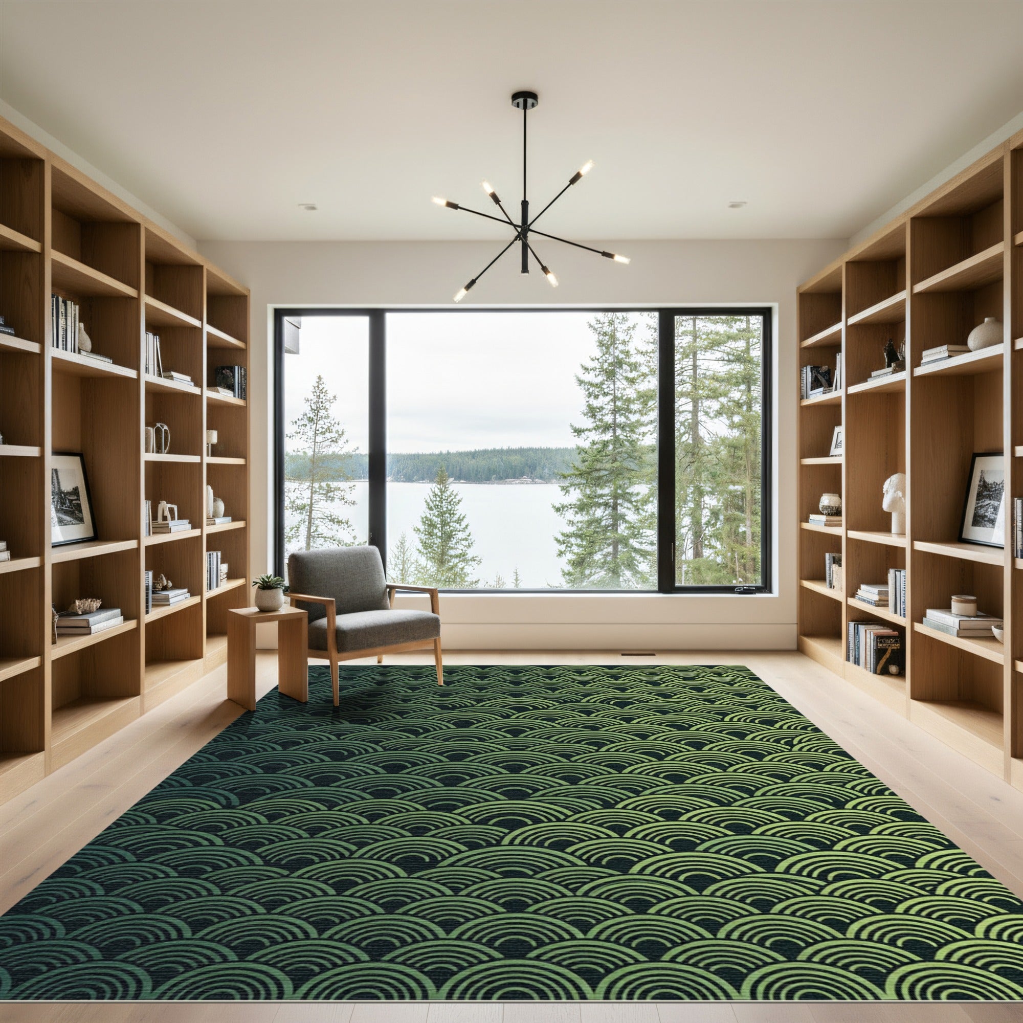 Green Graduated Scale Wave Rug