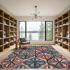 Geometric Slate and Peach Quatrefoil Rug