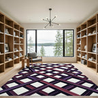 Geometric Lattice Illusion Crimson Violet Rug