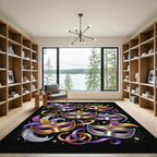 Vibrant Venetian Masquerade Purple Gold Mask Rug