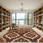 Ornate Burnt Sienna Floral Damask Rug