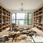 Abstract Espresso Ink Splash Art Rug