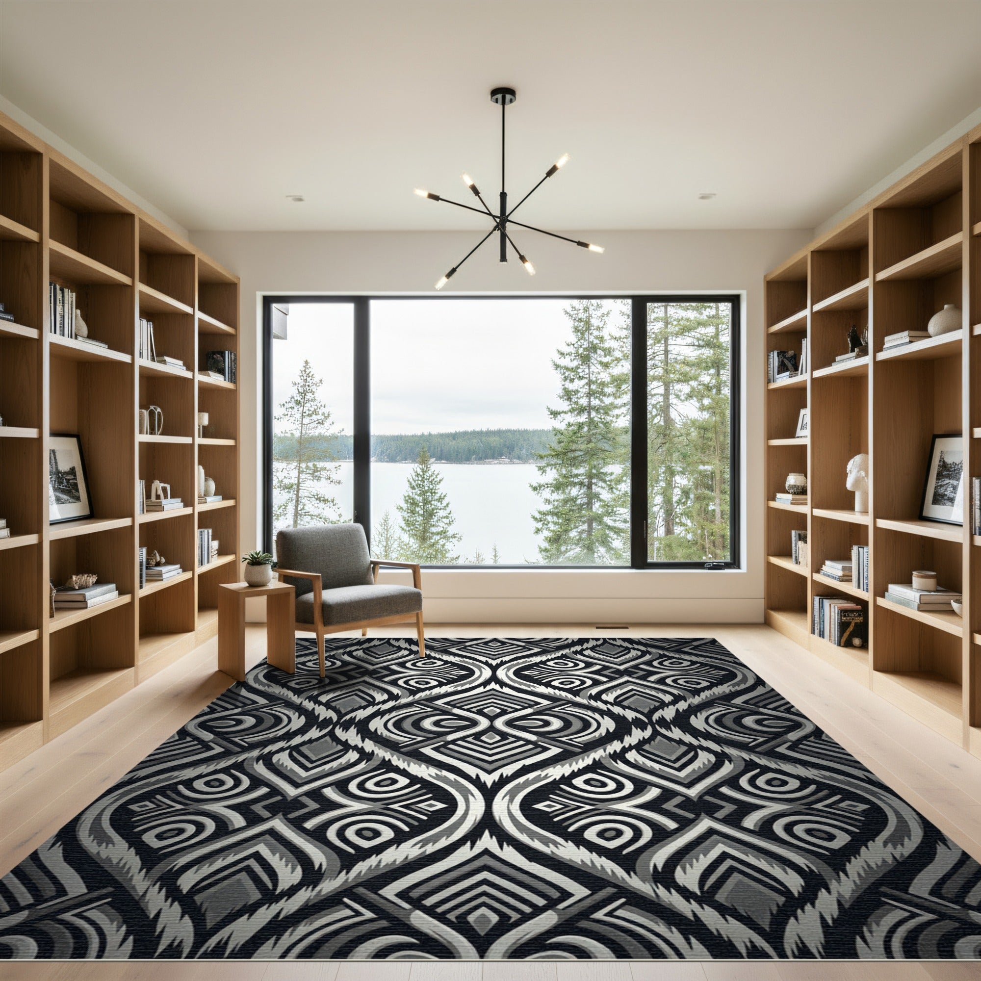 Monochromatic Tribal Diamond Geometric Area Decor Rug