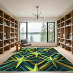 Emerald Gold Starburst Geometric Rug