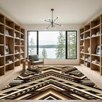 Geometric Earth Tone Chevron Abstract Art Rug