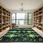 Green Musical Wave Form Rug