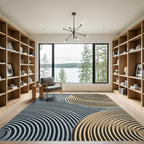 Modern Black White Tan Arc Rug