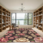 Blush Butterfly and Peony Floral Meadow Rug