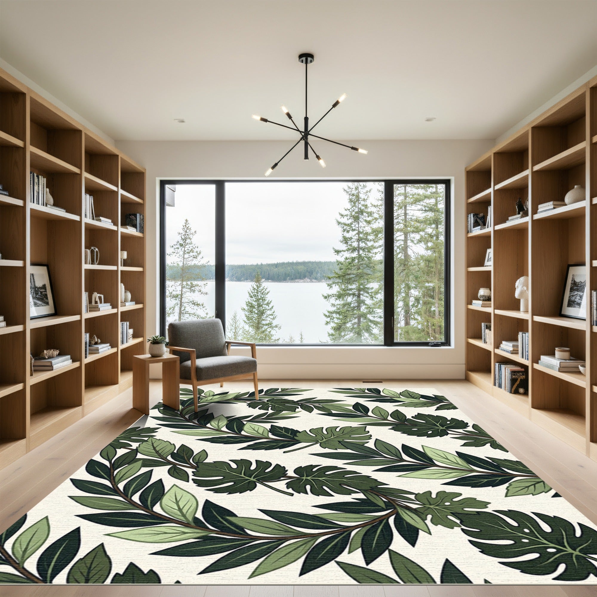 Emerald Green Leafy Vine Garland Rug