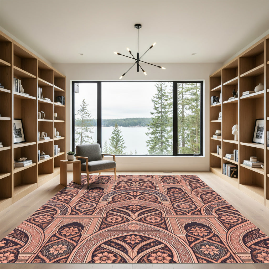 Archway Floral Medallion Coral Rug
