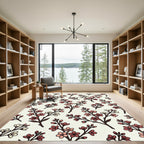 Pink Blossom Branch Repeating Pattern Rug