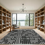 Monochrome Abstract Intersecting Line Art Rug