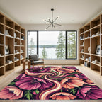 Vibrant Amaranth Poppy Swirl Rug