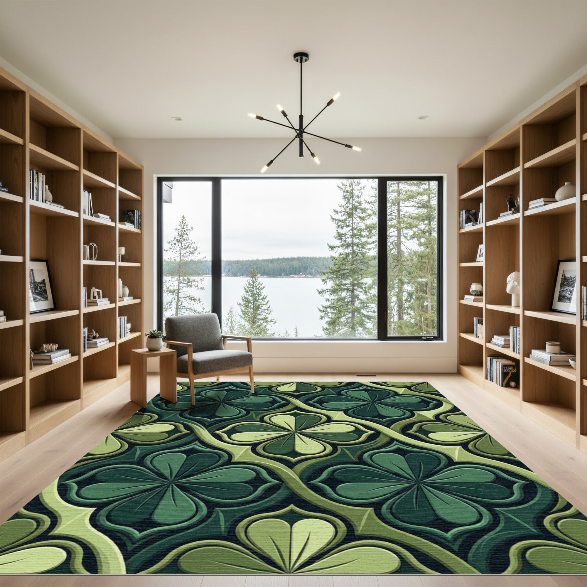Deep Green Clover Medallion Rug