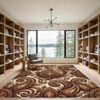 Golden Brown Paisley Floral Detail Rug