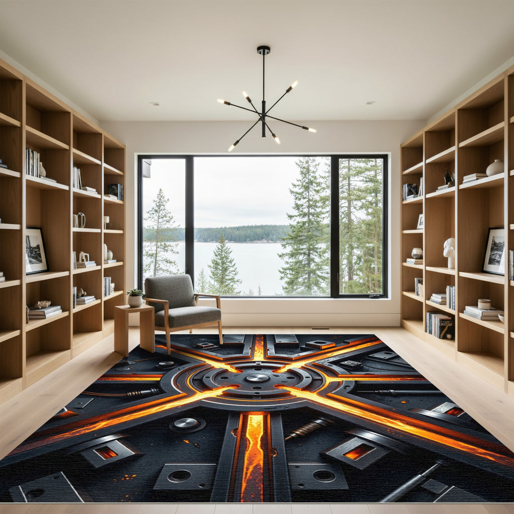 Molten Industrial Radial Steel Accent Rug