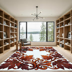 Ornate Autumn Leaf Border Scrolling Vines Rug