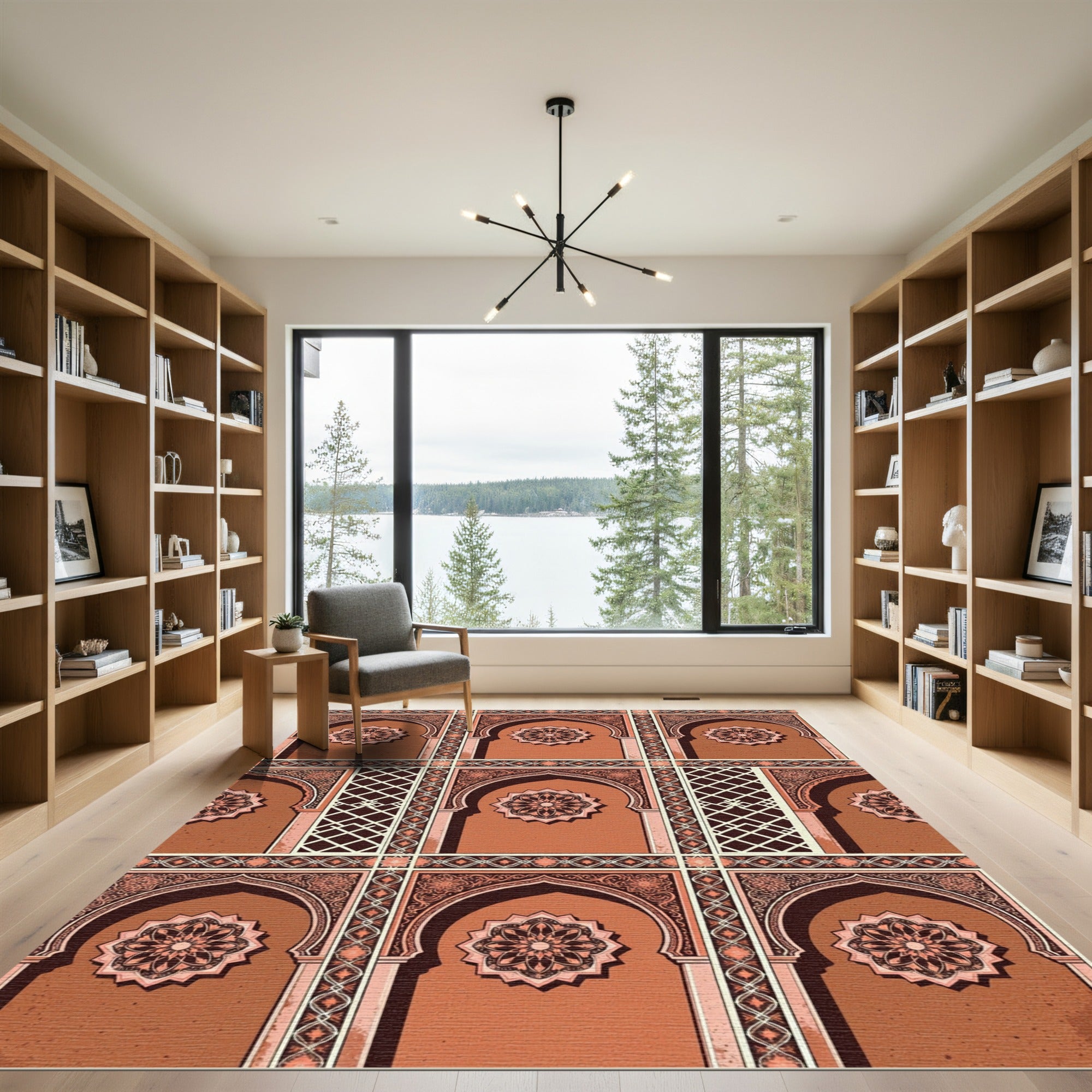 Terracotta Archway Medallion Geometric Tile Rug