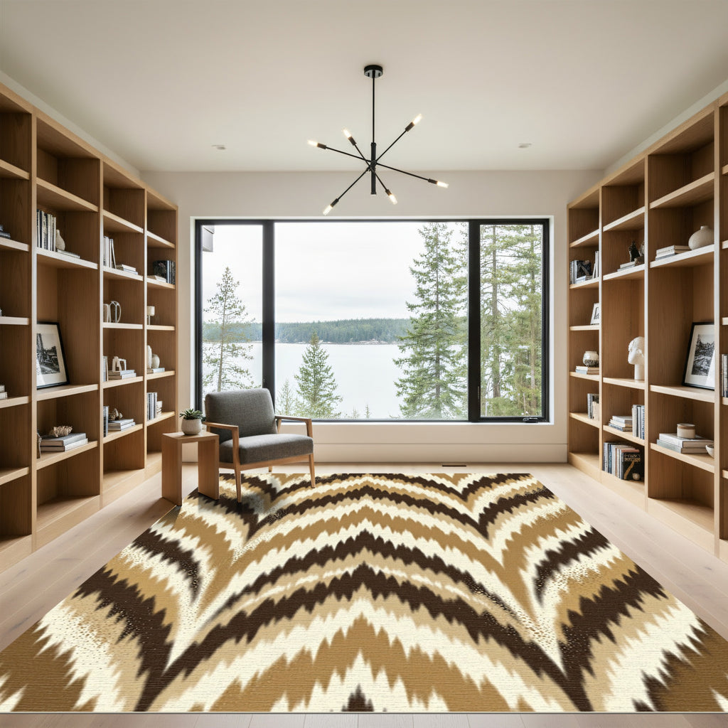 Earthy Chevron Stripe Zigzag Rug
