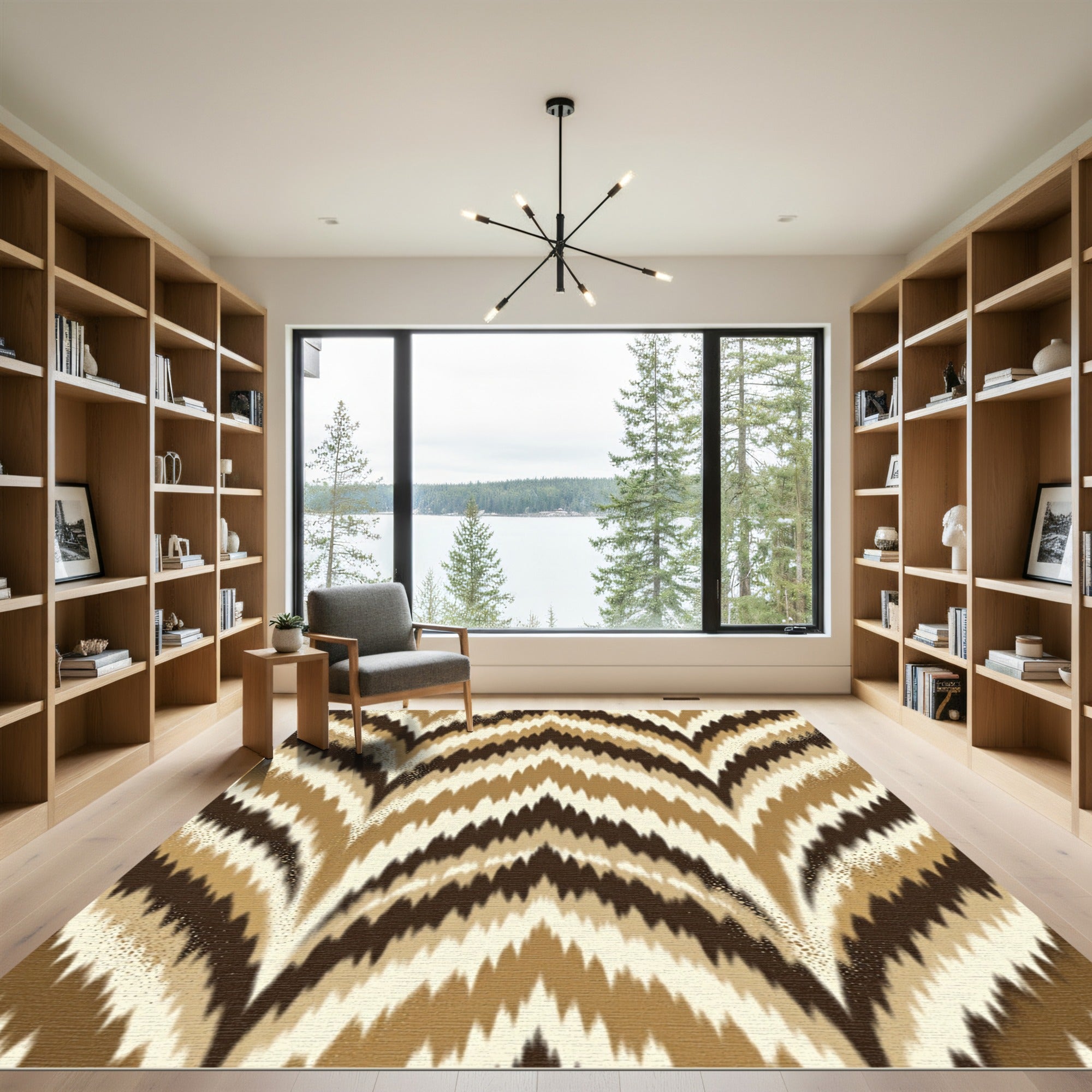 Earthy Chevron Stripe Zigzag Rug