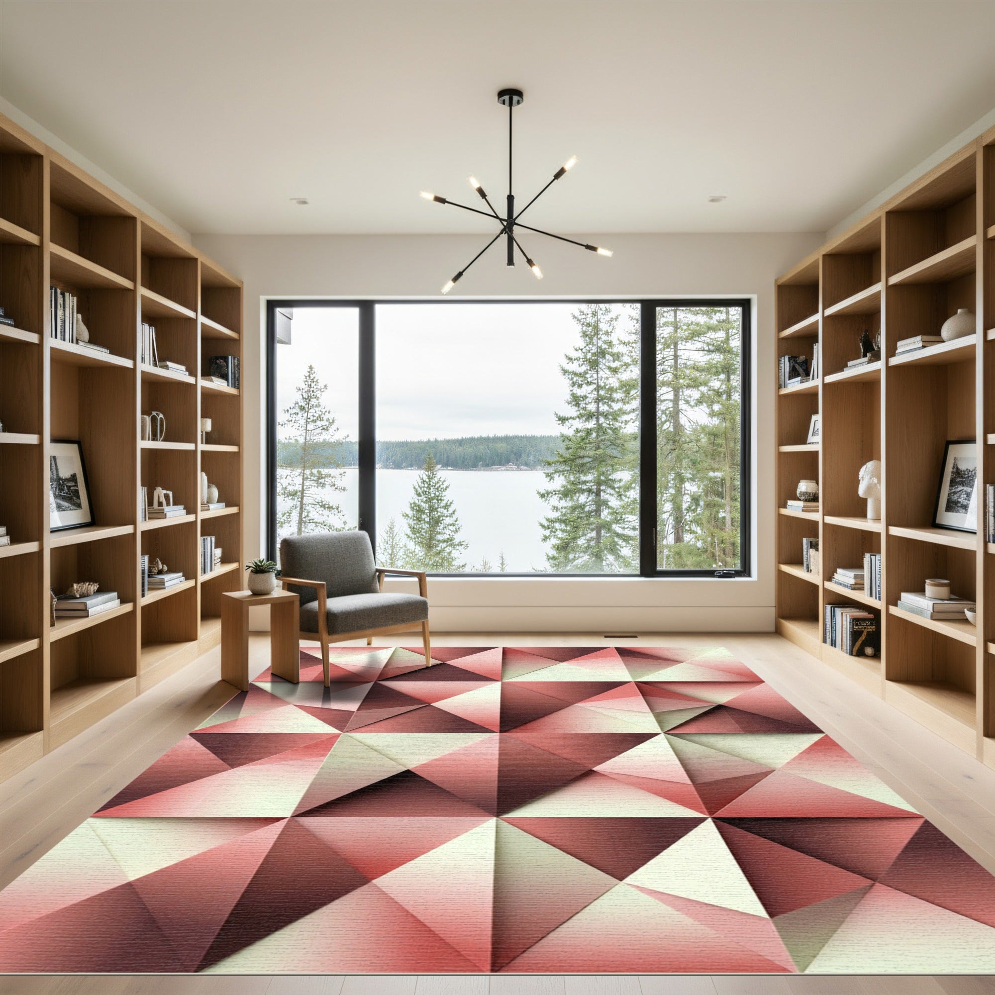 Rose Gold Geometric Facet Rug