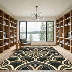 Art Deco Gold and Black Swirl Rug