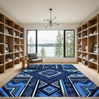 Bold Geometric Navy Blue Diamond Abstract Rug