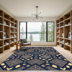 Navajo Blue Geometric Diamond Medallion Rug