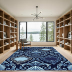 Elaborate Blue Victorian Scrollwork Rug