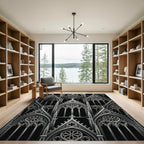 Monochrome Gothic Cathedral Arch Grid Rug