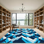 Winter Peaks Cool Tones Mountain Scape Rug