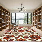Mid-Century Autumn Floral Copper Meadow Rug